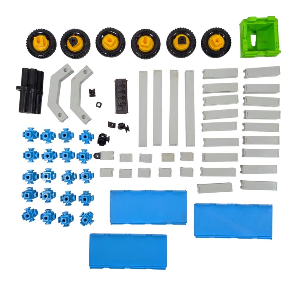 Vintage Fisher Price Construx Lot Figures Wheels Beams Panels Connectors Parts